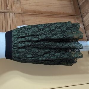 Lularoe Lola Lace Midi Skirt in Olive Black Stretch Waistband & Lining L